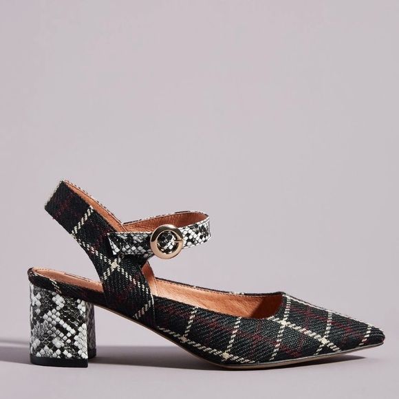 Matiko Mary Jane Plaid Sling Back Shoes - Picture 3 of 3